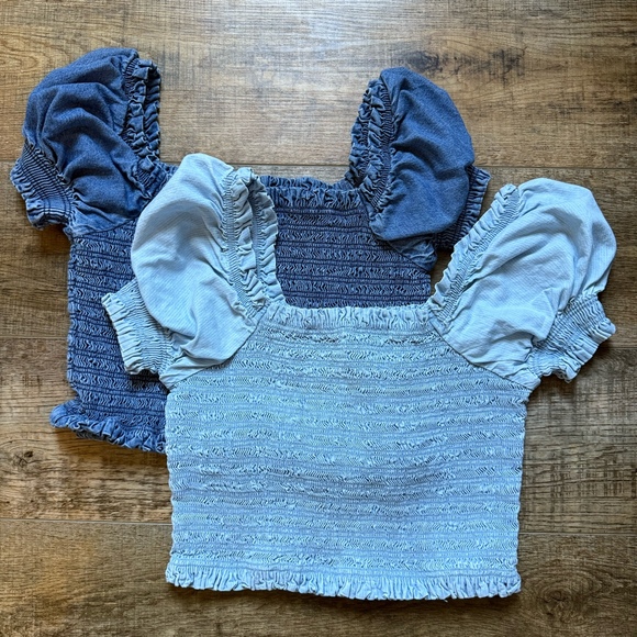 American Eagle Tops - AE Smocked Denim Tops